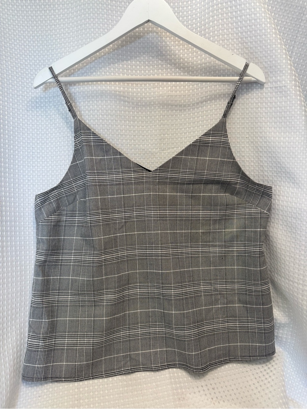 Banana Republic Gray Plaid V-Neck Spaghetti Strap Cami